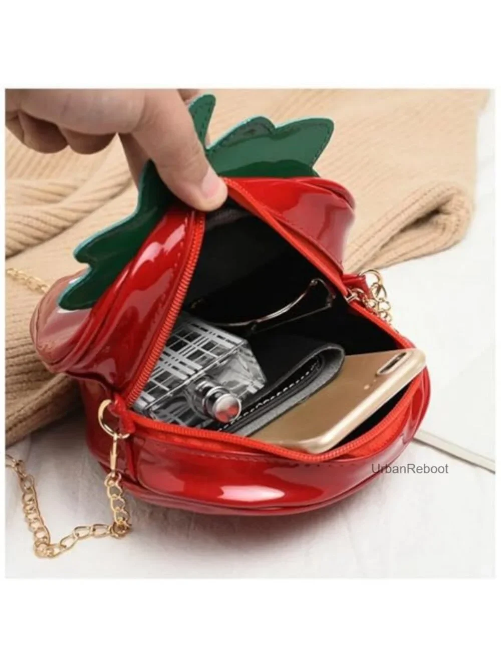 Strawberry PU Leather Crossbody Purse Novelty Mini Girls Handbag